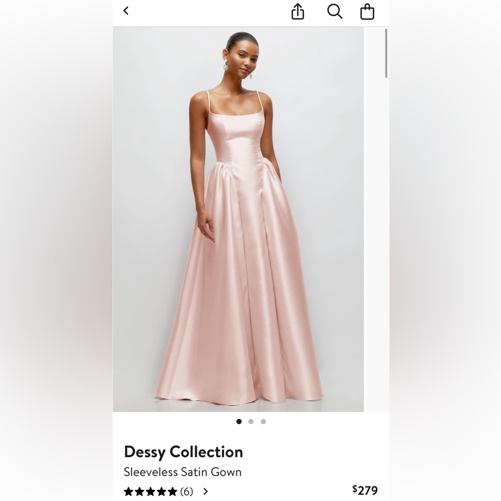 Alfred Sung Dessy Collection Sleeveless Satin Gown in Blush (Style 3169)
